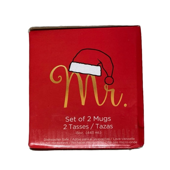 NIB Mr. & Mrs. White, Red and Black Christmas Mugs Set of 2 - Picture 6 of 9